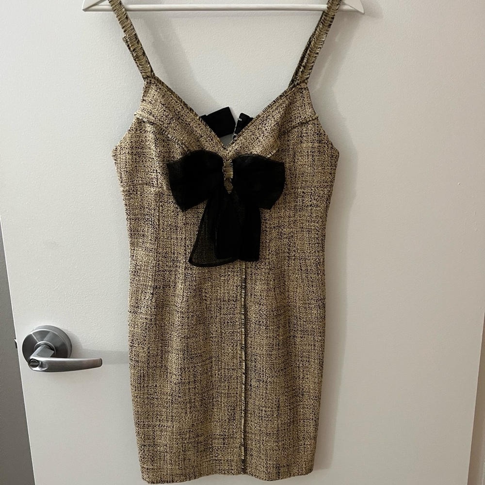 Sandro Paris Tweed dress with straps NWOT Size 38 Beige